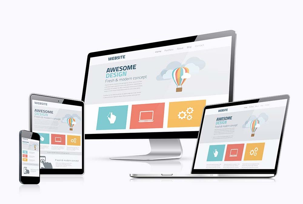 responsive website design shown in desktop mobile and tablet view